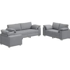 vidaXL Sofa 3 pcs Lysegrå 219 x 80 x 82 cm Linned-blandet stof