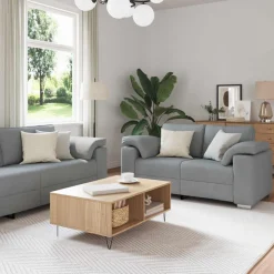 vidaXL Sofa 2 pcs Lysegrå 219 x 80 x 82 cm Stof
