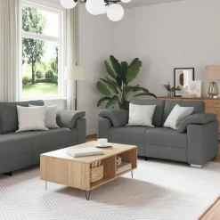 vidaXL Sofa 2 pcs Mørkegrå 219 x 80 x 82 cm Stof