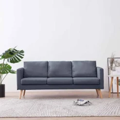 vidaXL sofa 3-pers. sofa stof mørkegrå