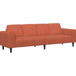 vidaXL Sofa Rød orange 250 x 77 x 76 cm Velourstof