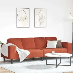 vidaXL Sofa Rød orange 250 x 77 x 76 cm Velourstof