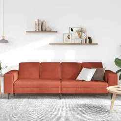 vidaXL Sofa Rød orange 250 x 77 x 76 cm Velourstof