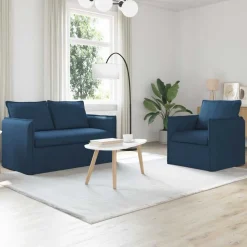 vidaXL Sofa Sæt 2 pcs Blå 136 x 82 x 85 cm Stof