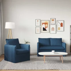 vidaXL Sofa Sæt 2 pcs Blå 136 x 82 x 85 cm Stof
