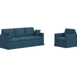 vidaXL Sofa Sæt 2 pcs Blå 198 x 78 x 80 cm Fløjl