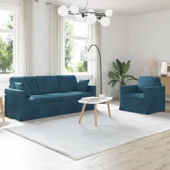 vidaXL Sofa Sæt 2 pcs Blå 198 x 78 x 80 cm Fløjl