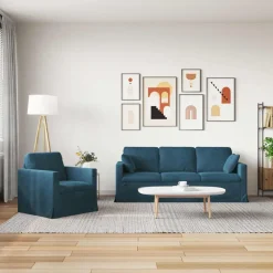 vidaXL Sofa Sæt 2 pcs Blå 198 x 78 x 80 cm Fløjl