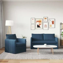 vidaXL Sofa Sæt 2 pcs Blå 156 x 82 x 85 cm Stof
