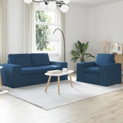 vidaXL Sofa Sæt 2 pcs Blå 182 x 80 x 82 cm Stof