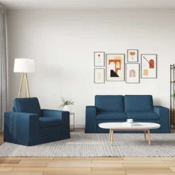 vidaXL Sofa Sæt 2 pcs Blå 182 x 80 x 82 cm Stof