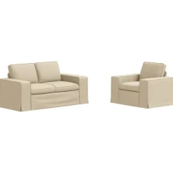 vidaXL Sofa Sæt 2 pcs Creme 182 x 80 x 82 cm Stof