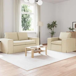 vidaXL Sofa Sæt 2 pcs Creme 182 x 80 x 82 cm Stof