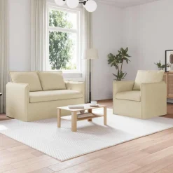 vidaXL Sofa Sæt 2 pcs Cremefarvet 136 x 82 x 85 cm Stof