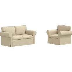 vidaXL Sofa Sæt 2 pcs Creme 155 x 82 x 80 cm Stof
