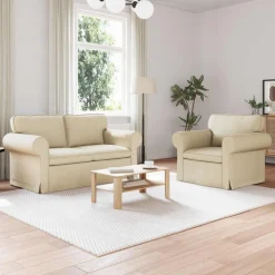 vidaXL Sofa Sæt 2 pcs Creme 155 x 82 x 80 cm Stof