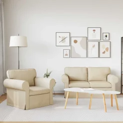 vidaXL Sofa Sæt 2 pcs Creme 155 x 82 x 80 cm Stof