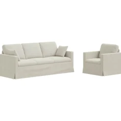 vidaXL Sofa Sæt 2 pcs Creme 198 x 78 x 80 cm Fløjl