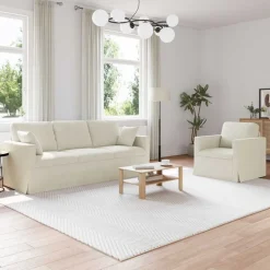 vidaXL Sofa Sæt 2 pcs Creme 198 x 78 x 80 cm Fløjl