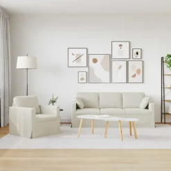 vidaXL Sofa Sæt 2 pcs Creme 198 x 78 x 80 cm Fløjl