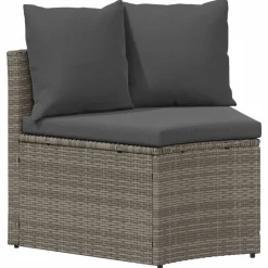 vidaXL Sofa Sæt 2 pcs Grå Massiv akacietræ og poly rattang