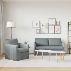 vidaXL Sofa Sæt 2 pcs Lysegrå 156 x 82 x 85 cm Stof
