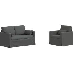 vidaXL Sofa Sæt 2 pcs Mørkegrå 139 x 78 x 80 cm Stof