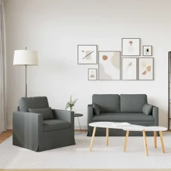 vidaXL Sofa Sæt 2 pcs Mørkegrå 139 x 78 x 80 cm Stof