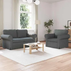 vidaXL Sofa Sæt 2 pcs Mørkegrå 155 x 82 x 80 cm Stof