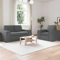 vidaXL Sofa Sæt 2 pcs Mørkegrå 162 x 80 x 82 cm Stof