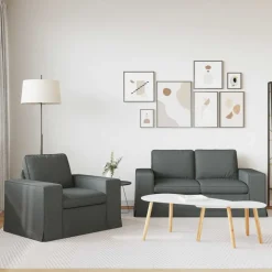 vidaXL Sofa Sæt 2 pcs Mørkegrå 162 x 80 x 82 cm Stof