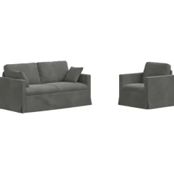 vidaXL Sofa Sæt 2 pcs Mørkegrå 158 x 78 x 80 cm Fløjl
