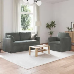 vidaXL Sofa Sæt 2 pcs Mørkegrå 158 x 78 x 80 cm Fløjl