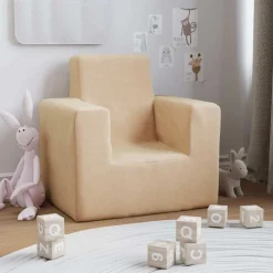 vidaXL sofa til børn blødt plys cremefarvet