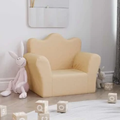 vidaXL sofa til børn blødt plys cremefarvet