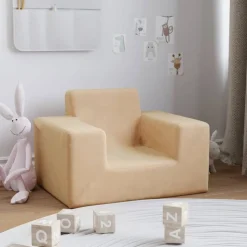 vidaXL sofa til børn blødt plys cremefarvet