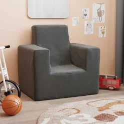 vidaXL sofa til børn blødt plys antracitgrå