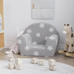 vidaXL sofa til børn blødt plys med stjerner lysegrå