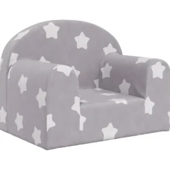 vidaXL sofa til børn blødt plys med stjerner lysegrå