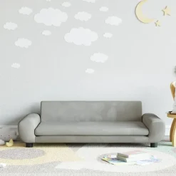 vidaXL sofa til børn 100x54x33 cm velour lysegrå
