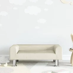 vidaXL sofa til børn 70x45x26,5 cm fløjl cremefarvet