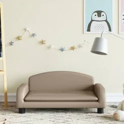 vidaXL sofa til børn 70x45x30 cm kunstlæder cappuccinofarvet