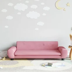 vidaXL sofa til børn 100x54x33 cm velour lyserød