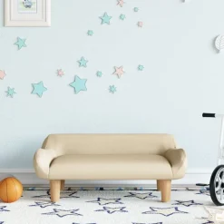 vidaXL sofa til børn 70x40x24 cm stof cremefarvet