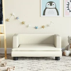 vidaXL sofa til børn 60x40x30 cm kunstlæder cremefarvet