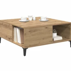 vidaXL Sofabord Artisan Egetræ 80 x 80 x 36,5 cm Konstrueret træ