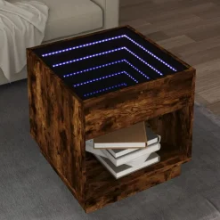 vidaXL sofabord med Infinity LED-lys 50x50x50 cm røget egetræsfarve