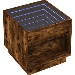 vidaXL sofabord med Infinity LED-lys 50x50x50 cm røget egetræsfarve