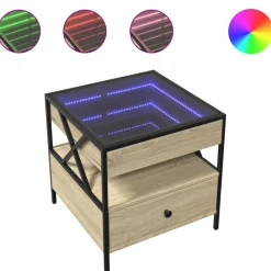 vidaXL sofabord med Infinity LED-lys 50x50x51 cm sonoma-eg