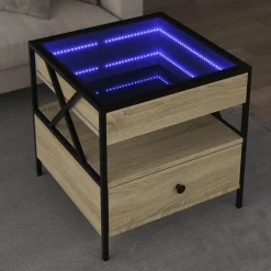 vidaXL sofabord med Infinity LED-lys 50x50x51 cm sonoma-eg